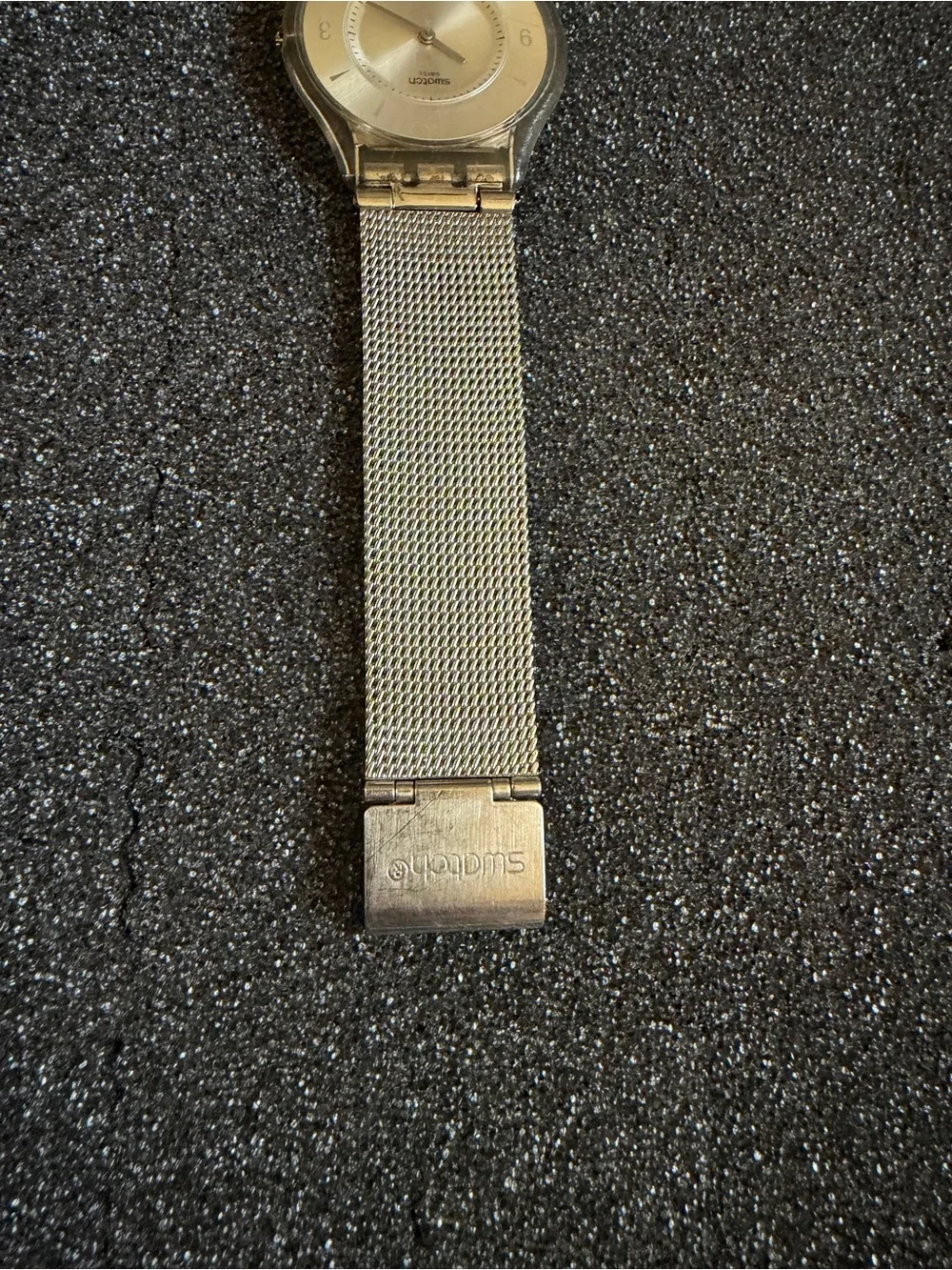 Vintage Swatch Silver Metal Knit Watch